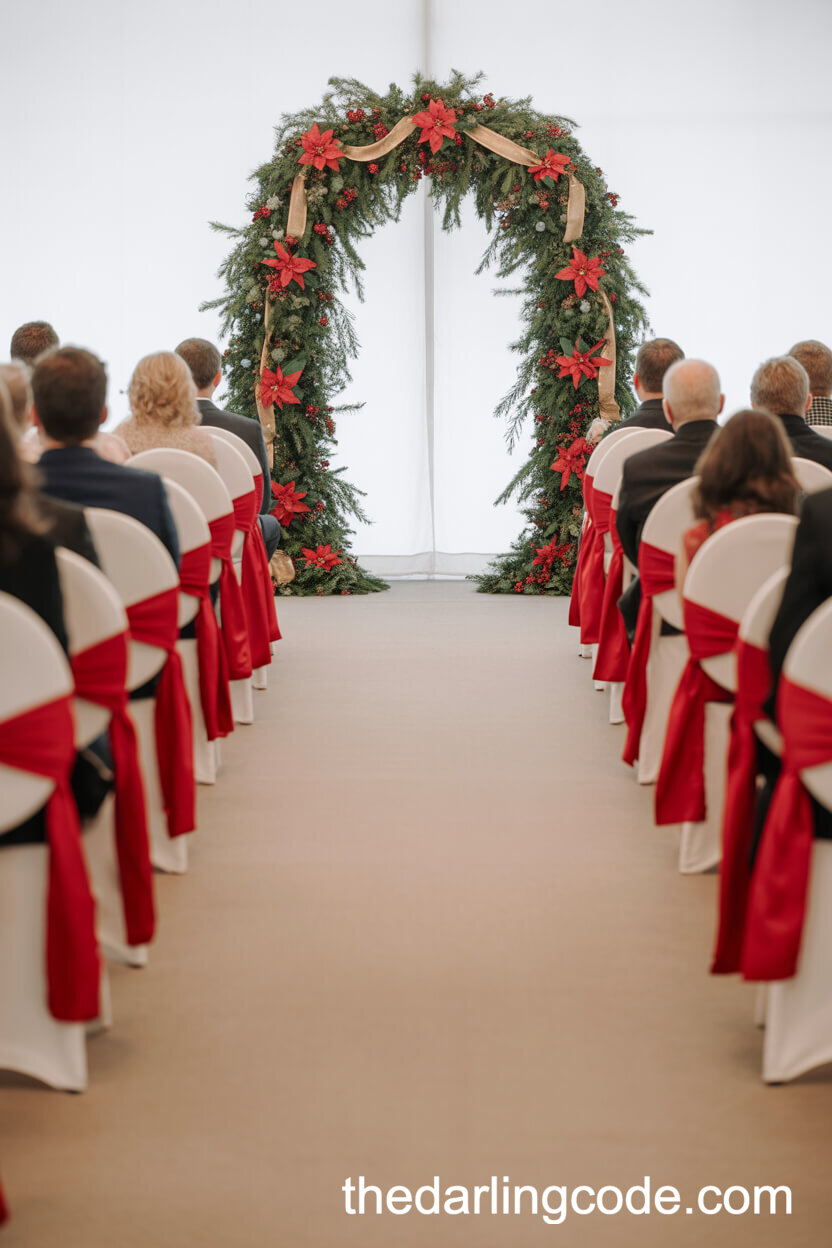 Holly, Pine, And Poinsettia Holiday Ceremony Arch